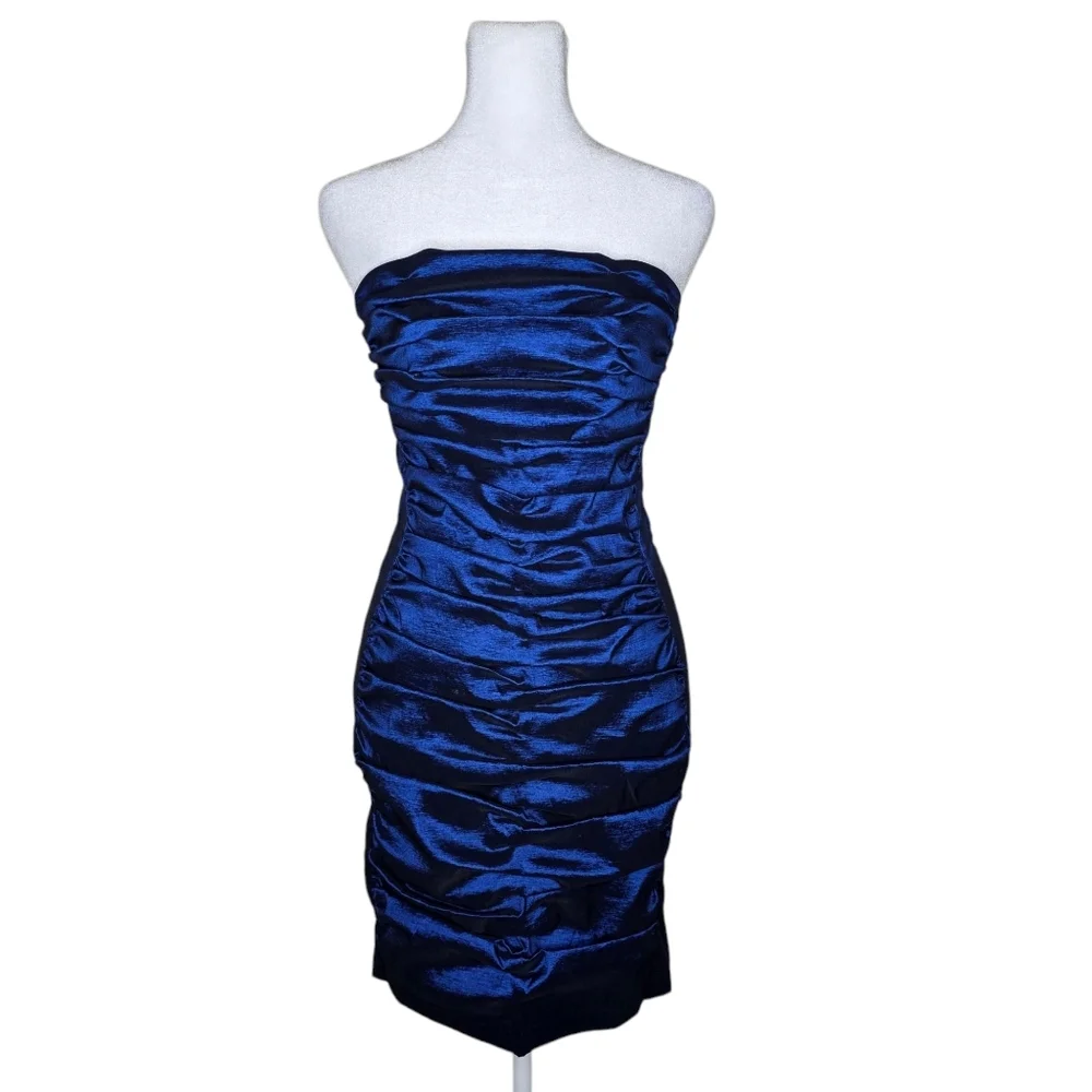 Jessica McClintock Sleeveless Blue Mini Dress Ruffled Party Prom Dress Size 10 - Picture 1 of 9